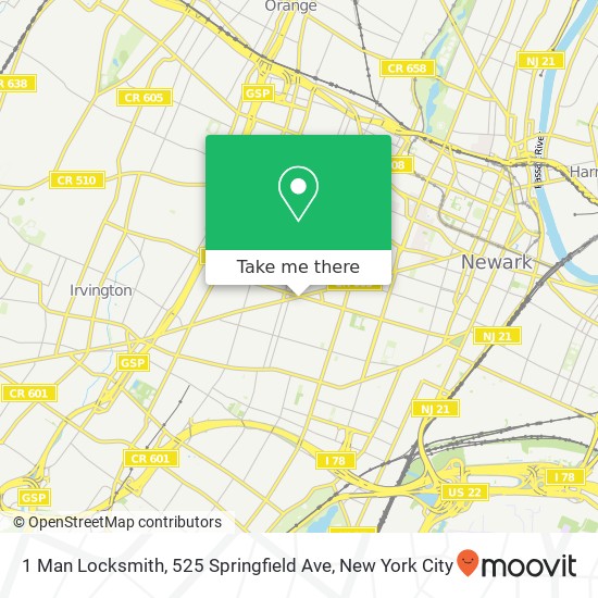 Mapa de 1 Man Locksmith, 525 Springfield Ave