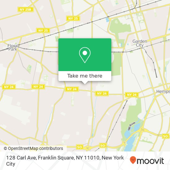 Mapa de 128 Carl Ave, Franklin Square, NY 11010