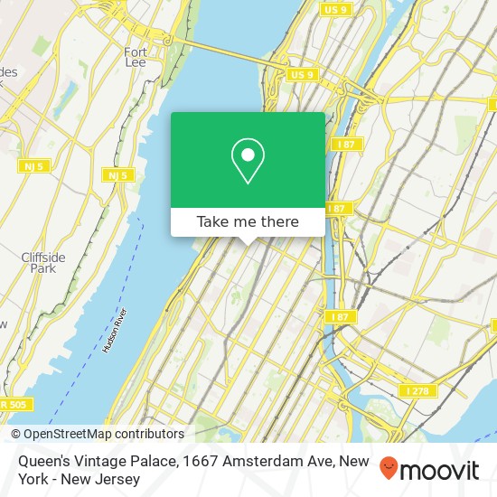 Mapa de Queen's Vintage Palace, 1667 Amsterdam Ave