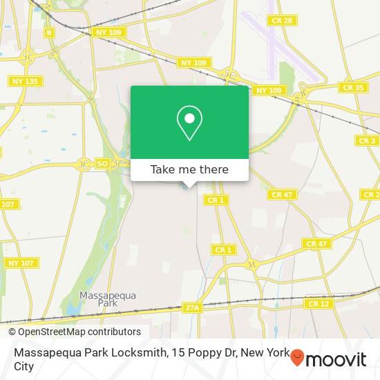 Mapa de Massapequa Park Locksmith, 15 Poppy Dr