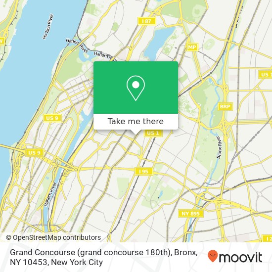 Grand Concourse (grand concourse 180th), Bronx, NY 10453 map