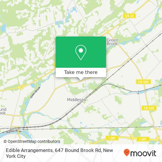 Mapa de Edible Arrangements, 647 Bound Brook Rd