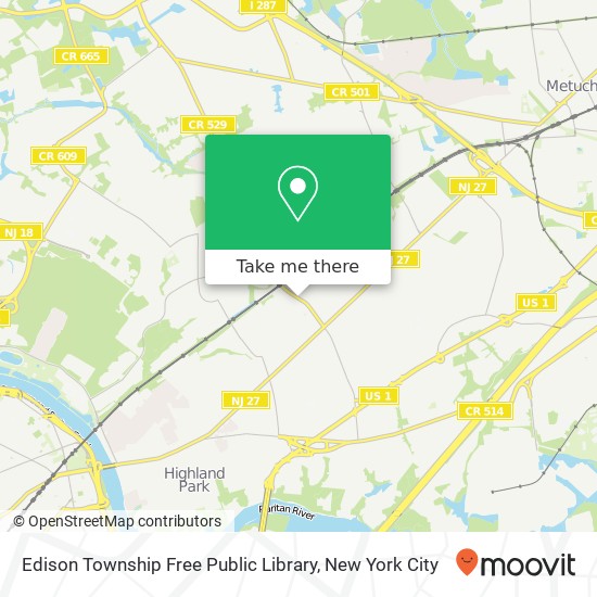 Edison Township Free Public Library map