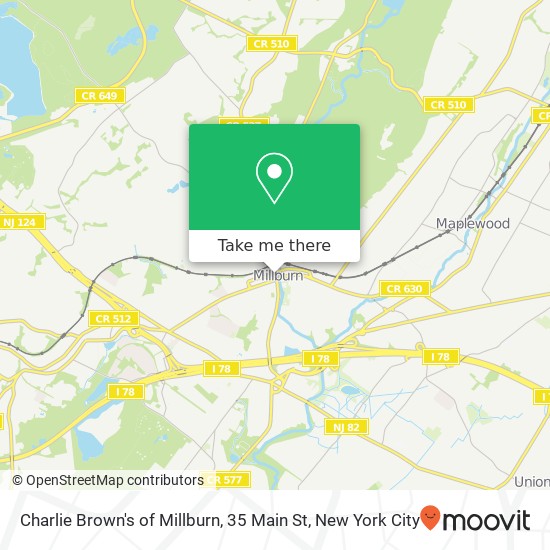 Charlie Brown's of Millburn, 35 Main St map