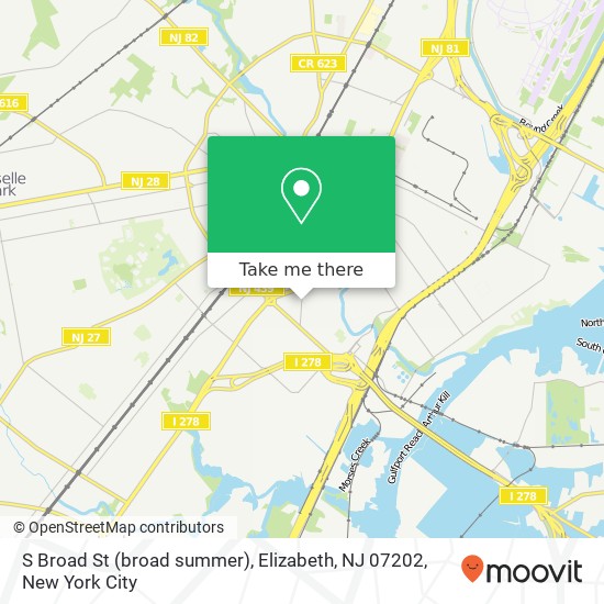 Mapa de S Broad St (broad summer), Elizabeth, NJ 07202