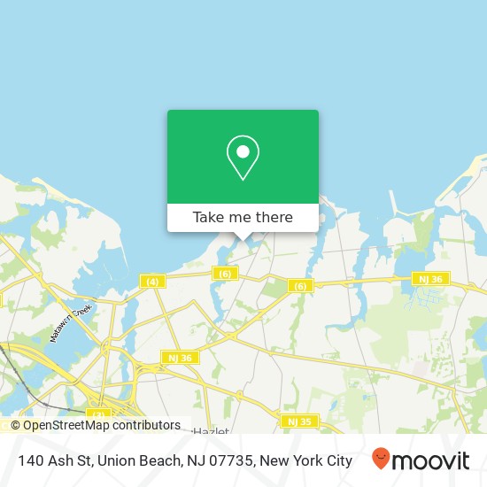 Mapa de 140 Ash St, Union Beach, NJ 07735
