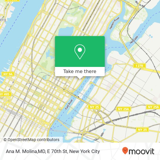 Mapa de Ana M. Molina,MD, E 70th St