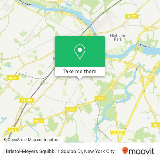 Mapa de Bristol-Meyers Squibb, 1 Squibb Dr