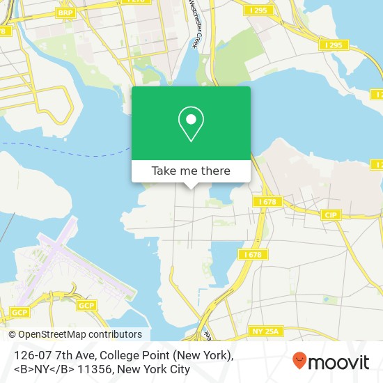 Mapa de 126-07 7th Ave, College Point (New York), <B>NY< / B> 11356