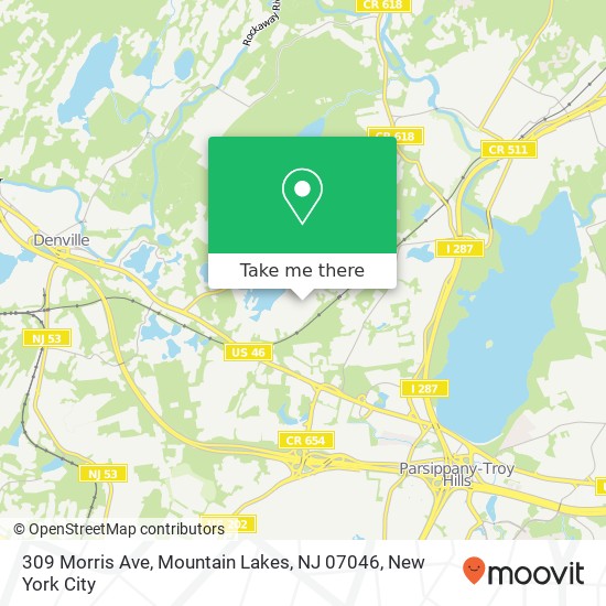 Mapa de 309 Morris Ave, Mountain Lakes, NJ 07046