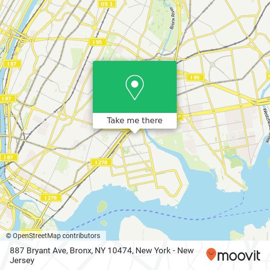 Mapa de 887 Bryant Ave, Bronx, NY 10474