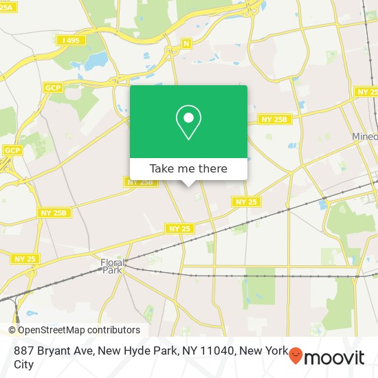 Mapa de 887 Bryant Ave, New Hyde Park, NY 11040