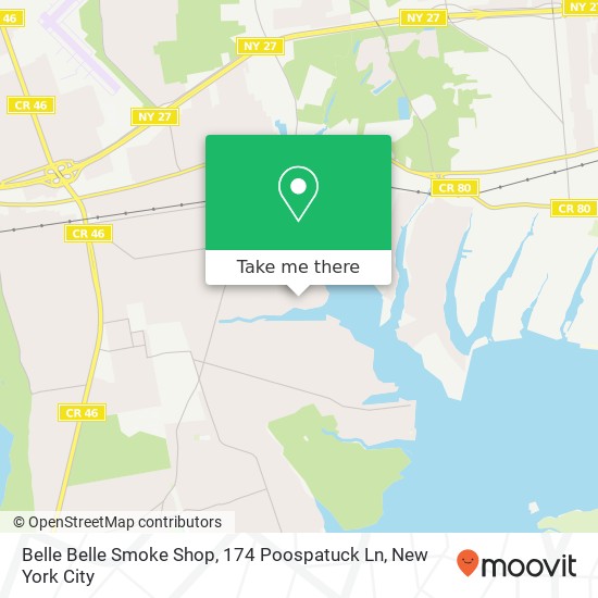 Mapa de Belle Belle Smoke Shop, 174 Poospatuck Ln