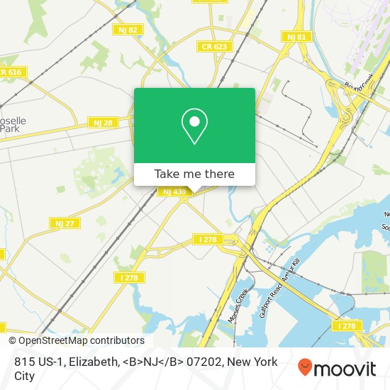Mapa de 815 US-1, Elizabeth, <B>NJ< / B> 07202