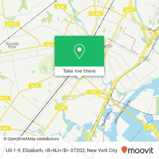 US-1-9, Elizabeth, <B>NJ< / B> 07202 map