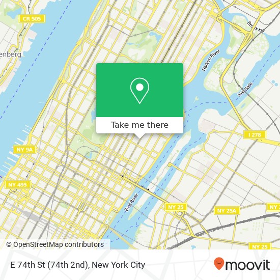 Mapa de E 74th St (74th 2nd), New York, NY 10021