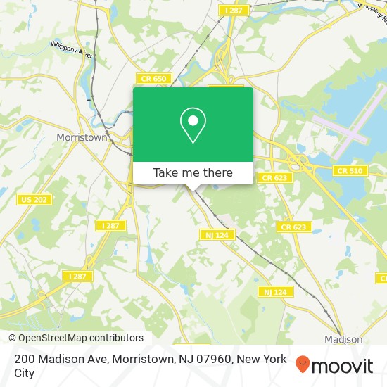 Mapa de 200 Madison Ave, Morristown, NJ 07960