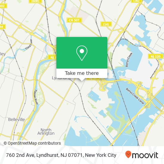 Mapa de 760 2nd Ave, Lyndhurst, NJ 07071