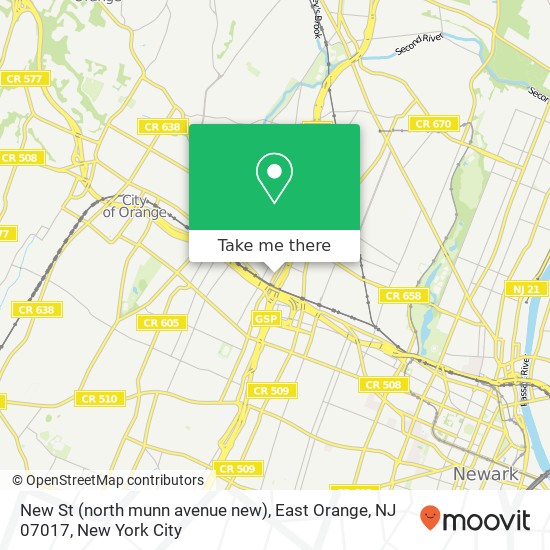 Mapa de New St (north munn avenue new), East Orange, NJ 07017