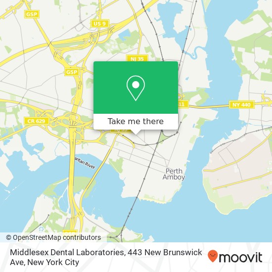 Mapa de Middlesex Dental Laboratories, 443 New Brunswick Ave