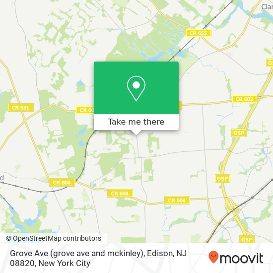 Grove Ave (grove ave and mckinley), Edison, NJ 08820 map