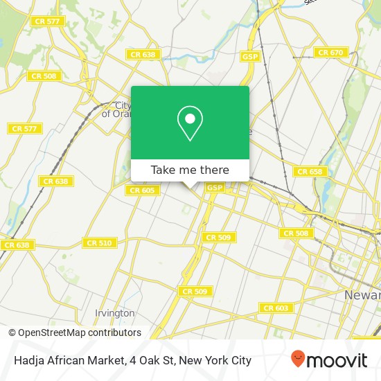 Mapa de Hadja African Market, 4 Oak St