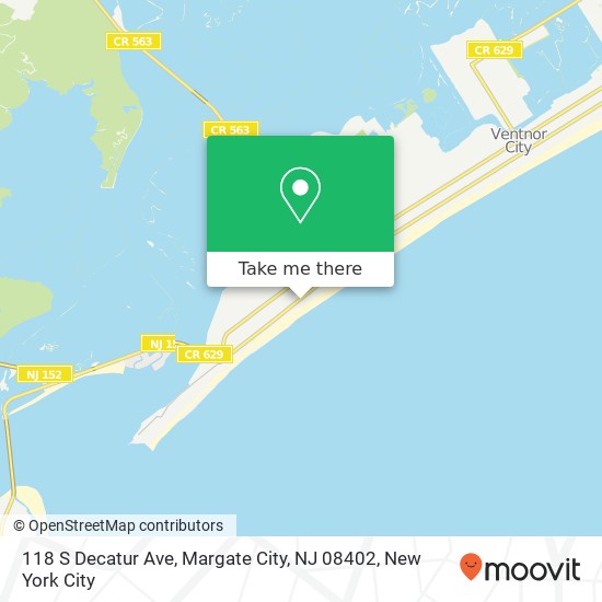 Mapa de 118 S Decatur Ave, Margate City, NJ 08402