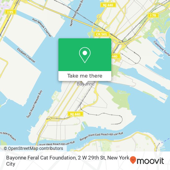 Bayonne Feral Cat Foundation, 2 W 29th St map