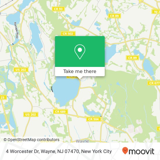 Mapa de 4 Worcester Dr, Wayne, NJ 07470