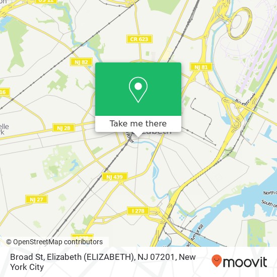 Mapa de Broad St, Elizabeth (ELIZABETH), NJ 07201