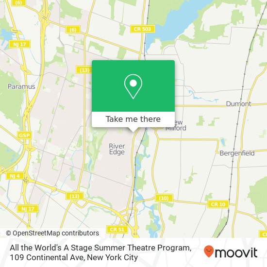 Mapa de All the World's A Stage Summer Theatre Program, 109 Continental Ave