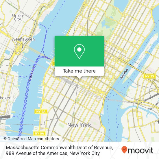 Mapa de Massachusetts Commonwealth Dept of Revenue, 989 Avenue of the Americas