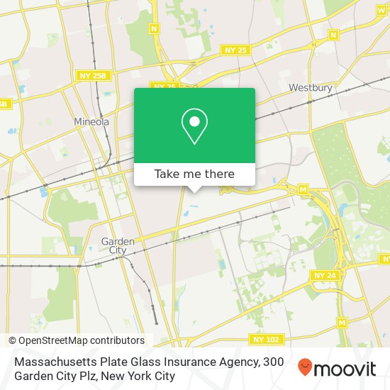 Mapa de Massachusetts Plate Glass Insurance Agency, 300 Garden City Plz