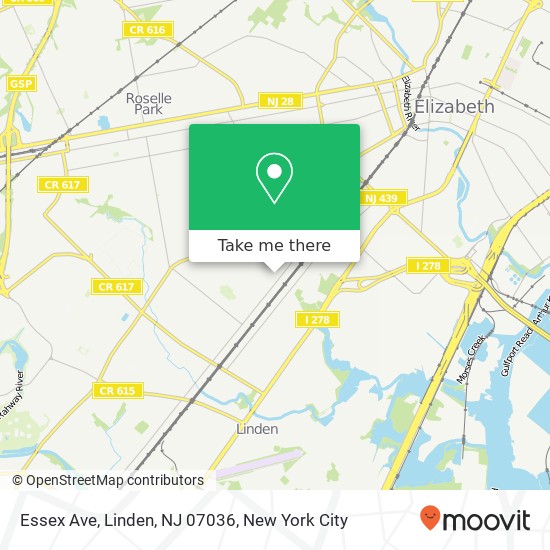 Mapa de Essex Ave, Linden, NJ 07036