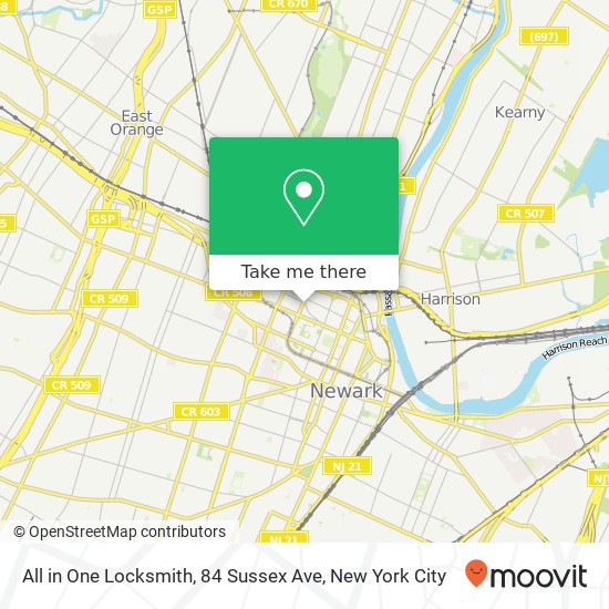 Mapa de All in One Locksmith, 84 Sussex Ave