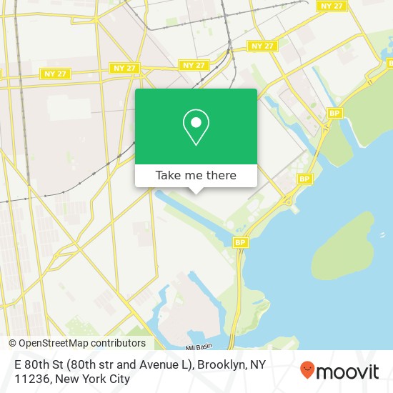 Mapa de E 80th St (80th str and Avenue L), Brooklyn, NY 11236