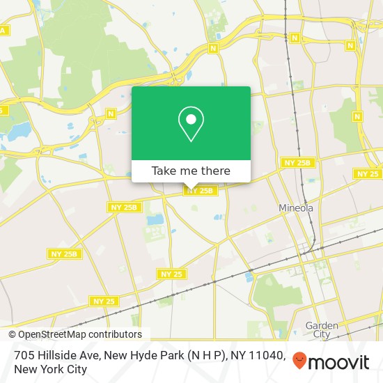 Mapa de 705 Hillside Ave, New Hyde Park (N H P), NY 11040