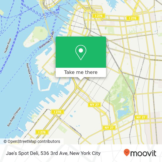 Mapa de Jae's Spot Deli, 536 3rd Ave
