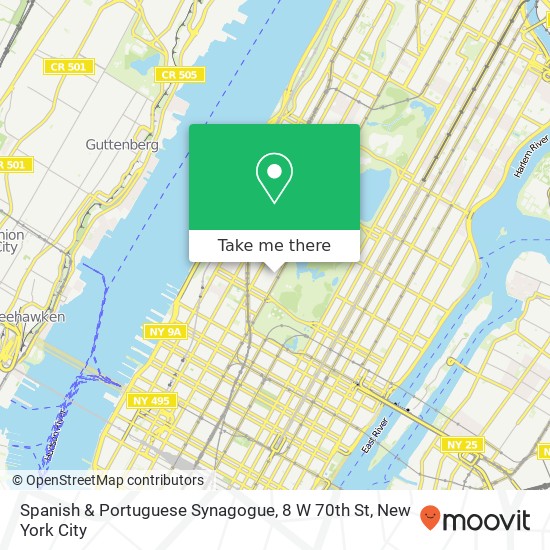 Mapa de Spanish & Portuguese Synagogue, 8 W 70th St