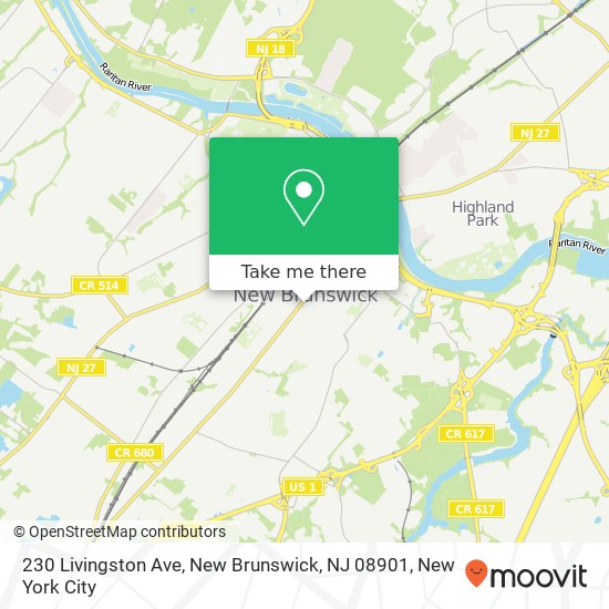 Mapa de 230 Livingston Ave, New Brunswick, NJ 08901