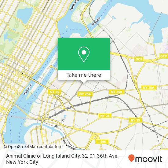 Mapa de Animal Clinic of Long Island City, 32-01 36th Ave