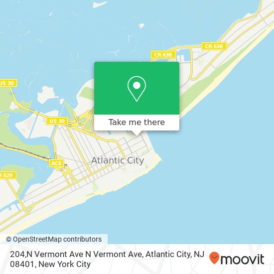 Mapa de 204,N Vermont Ave N Vermont Ave, Atlantic City, NJ 08401