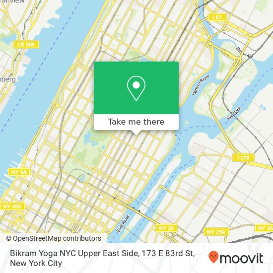 Bikram Yoga NYC Upper East Side, 173 E 83rd St map