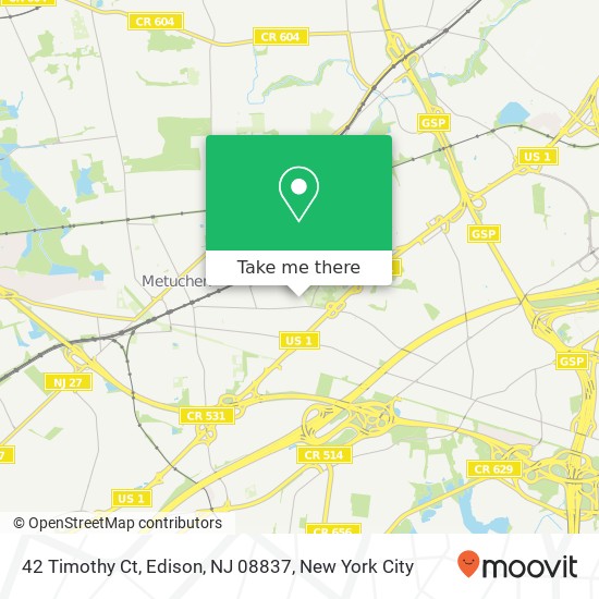 Mapa de 42 Timothy Ct, Edison, NJ 08837
