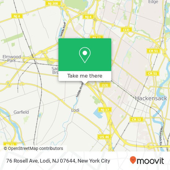 Mapa de 76 Rosell Ave, Lodi, NJ 07644