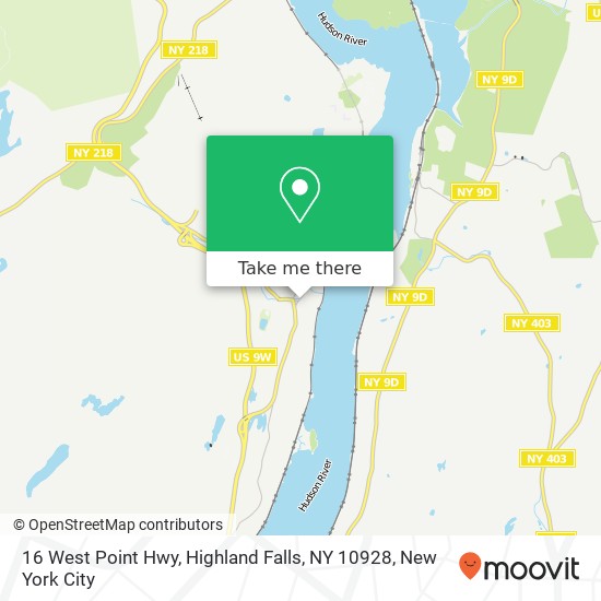 Mapa de 16 West Point Hwy, Highland Falls, NY 10928