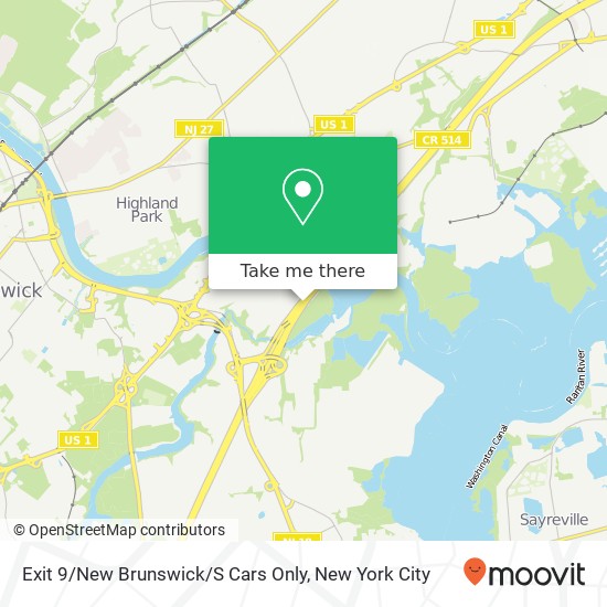 Exit 9 / New Brunswick / S Cars Only map