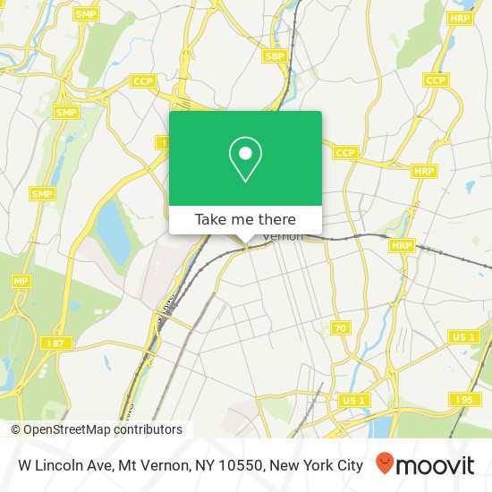 Mapa de W Lincoln Ave, Mt Vernon, NY 10550