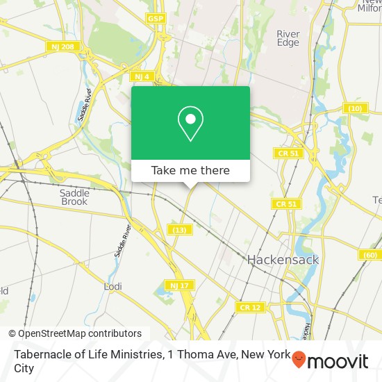 Mapa de Tabernacle of Life Ministries, 1 Thoma Ave