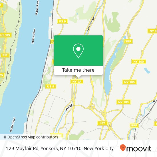 Mapa de 129 Mayfair Rd, Yonkers, NY 10710